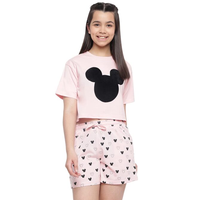 Lil Tomatoes Disney Cotton Girls Night Suits, Pink, 11-12 Years