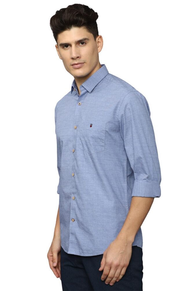 Louis Philippe Men's Cotton Slim Fit Shirt (LYSFCSLBV39256_Blue 42) - Image 5