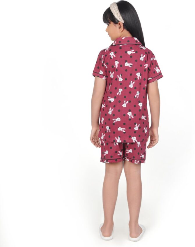 BLOEM Girls Cotton Printed Nightsuit | Night Suit Set for Girls | Soft & Breathable Sleepwear Set (White, 7-8 Years) - Image 4