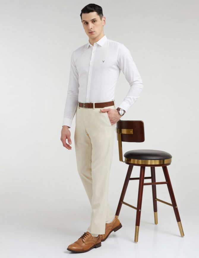 Allen Solly Men's Cotton Solid Slim Fit Shirt (ASSFQMOBZ43301_White 40) - Image 5