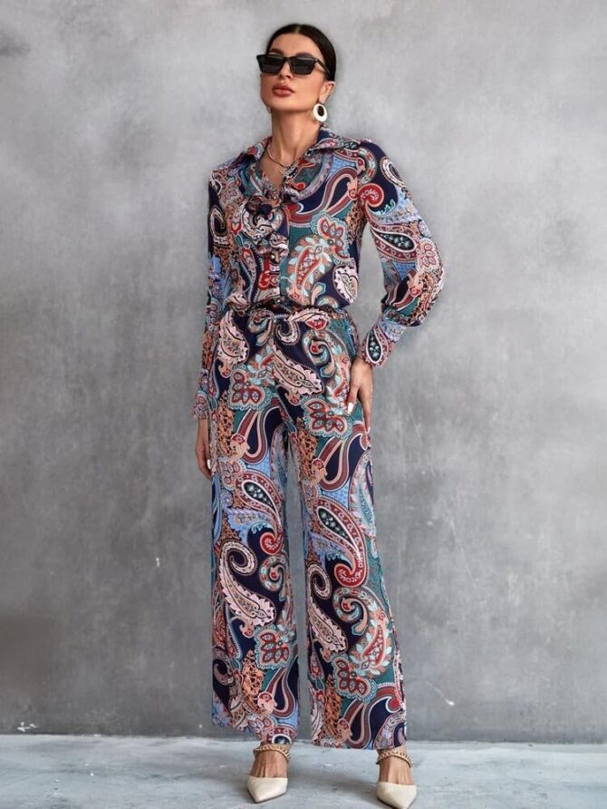 GRECIILOOKS Women's Co-Ord Set || Rayon Night Pajama Set || Night Suits for Women || Printed Nightwear Set || Loungewear || Home Wear for Women || Pajama Sets for Women (Large, Blue) - Image 3