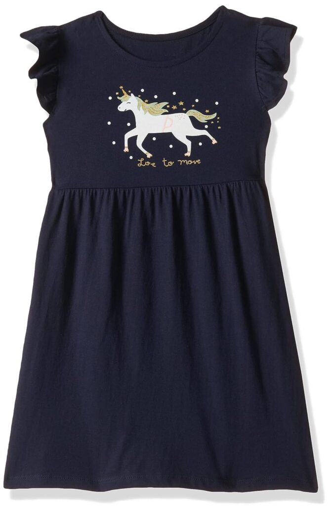 T2F Girl's Cotton A-Line Knee-Length Casual Dress (DRZ3P02_Navy+Fusia+Purple - Image 3