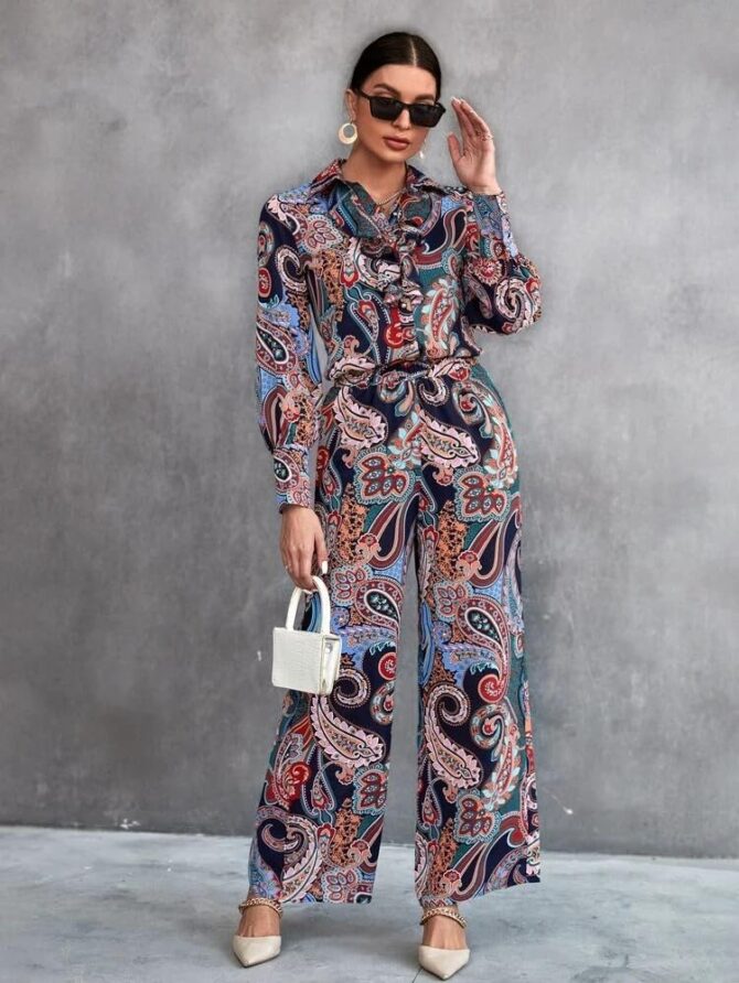 GRECIILOOKS Women's Co-Ord Set || Rayon Night Pajama Set || Night Suits for Women || Printed Nightwear Set || Loungewear || Home Wear for Women || Pajama Sets for Women (Large, Blue) - Image 7