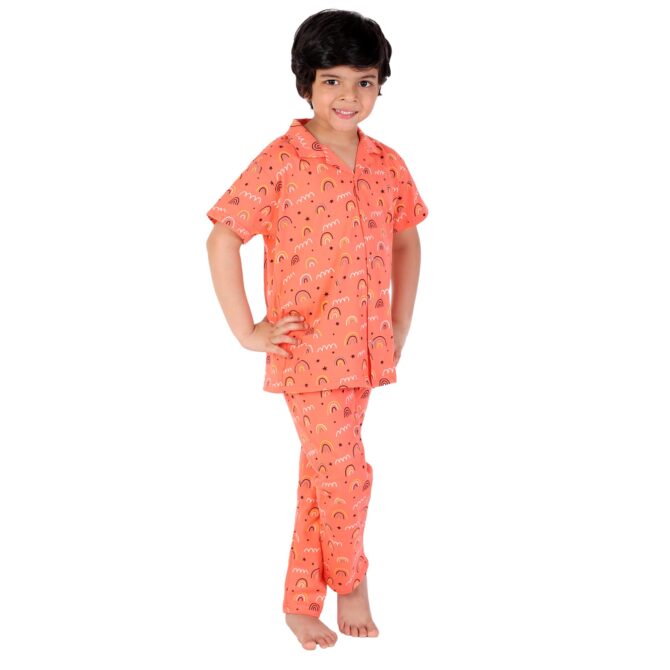 BRIGATTES Pyjama Set for Girls/Night Suit for Girls/Nightwear/Sleepwear/Loungewear for Girls(Pack of 1) Orange - Image 3