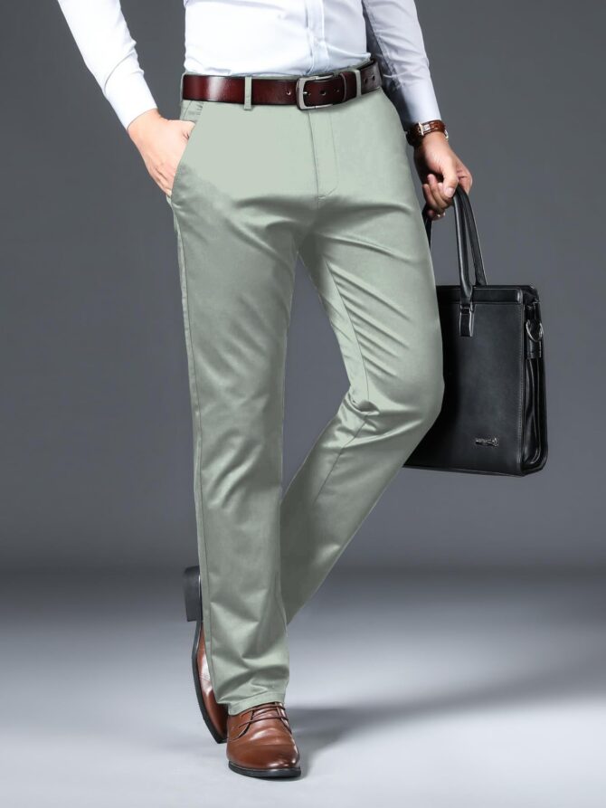 AVANOVA Men's Solid Light Pista Trousers Light Business Style Slightly Stretch Straight Leg Pants for Outdoor Casual Daily Trouser II Men's Regular Casual Pants Trouser (Trouser 126 Light Pista-34) - Image 5