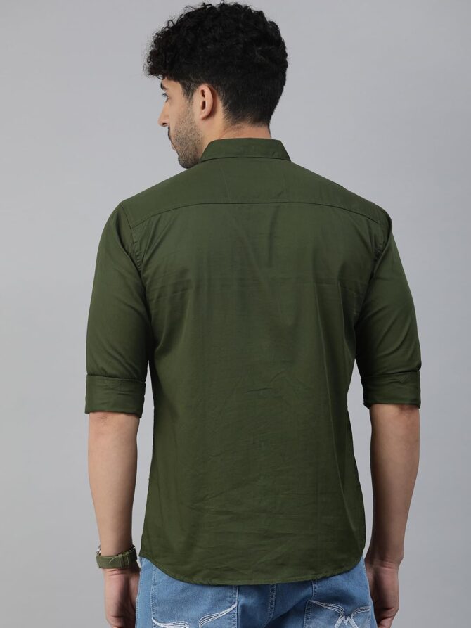 Majestic Man Classic Slim Fit Pure Cotton Casual Shirt (Medium, Olive, Men) - Image 6