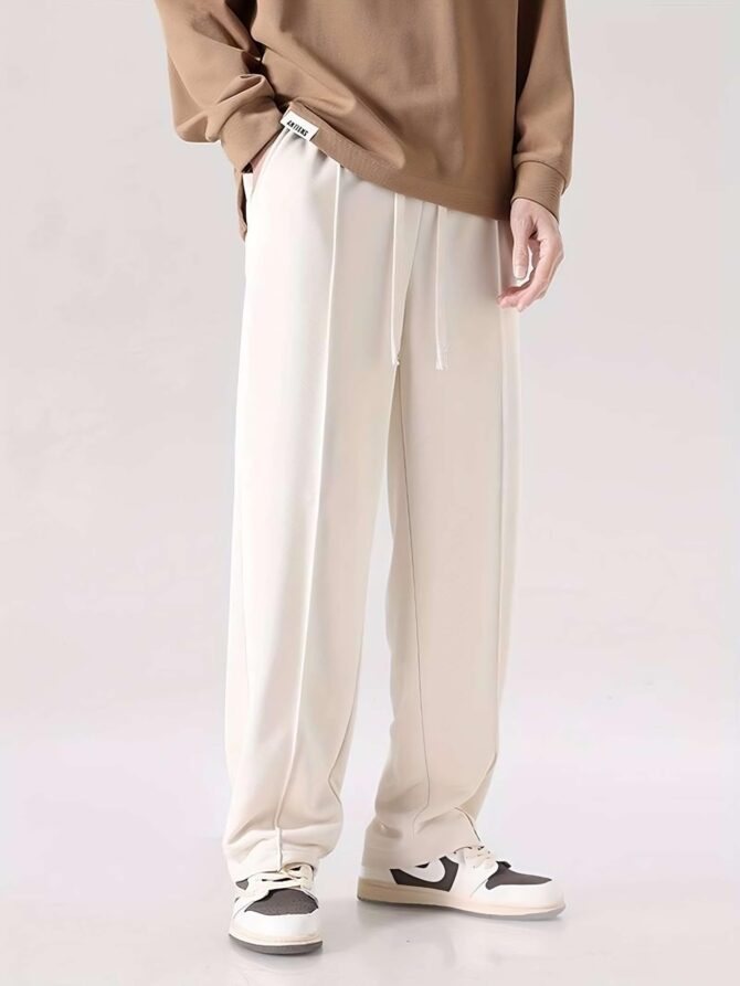 Fashion Booms Men's Cream Baggy Pants Loose Fit Lightweight with Summer.Men Cool Pants Stylish Comfortable Slim Fit Strechable Lower for Men Suitable for Gym, Travelling, Camping - Image 5