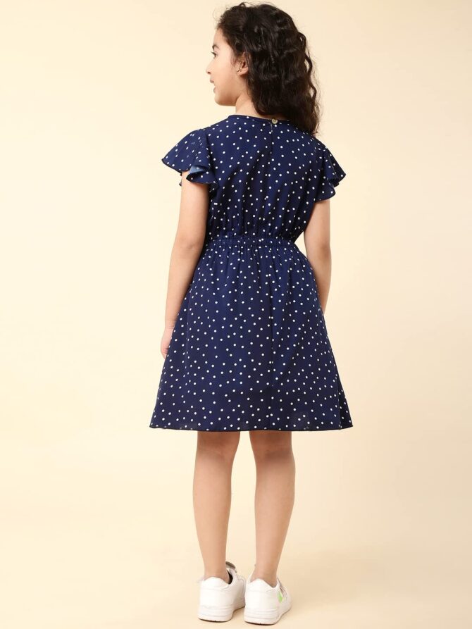 A.T.U.N. (ALL THINGS UBER NICE) Girl's Polyester Skater Knee-Long Fit & Flare Casual Dress (GDRS NAT NPD_Blue_2-3 Y) - Image 5