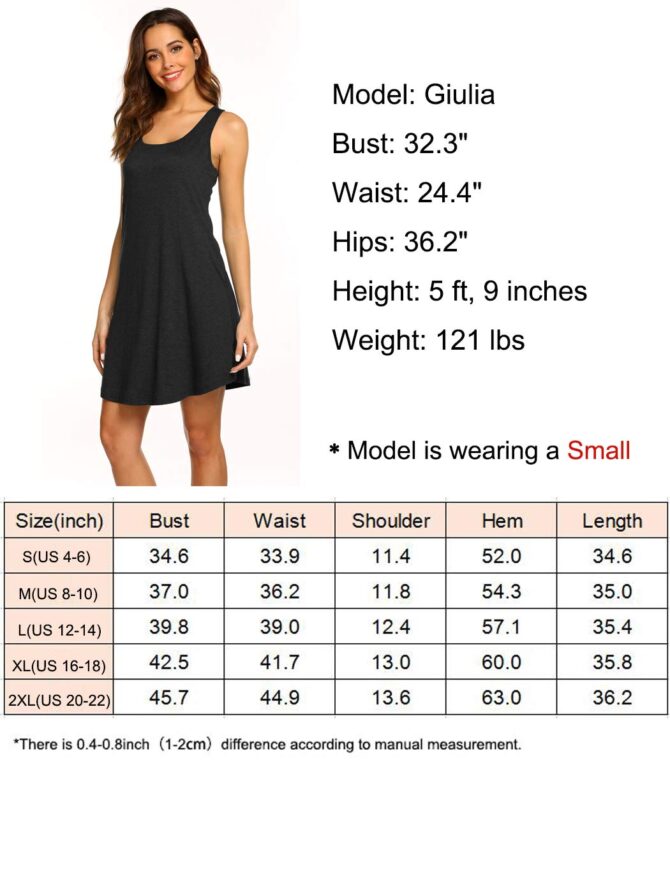 Womens Summer Dresses Beach Coverup Casual Sleeveless Racerback Tank Top Dress with Pockets Black M - Image 3
