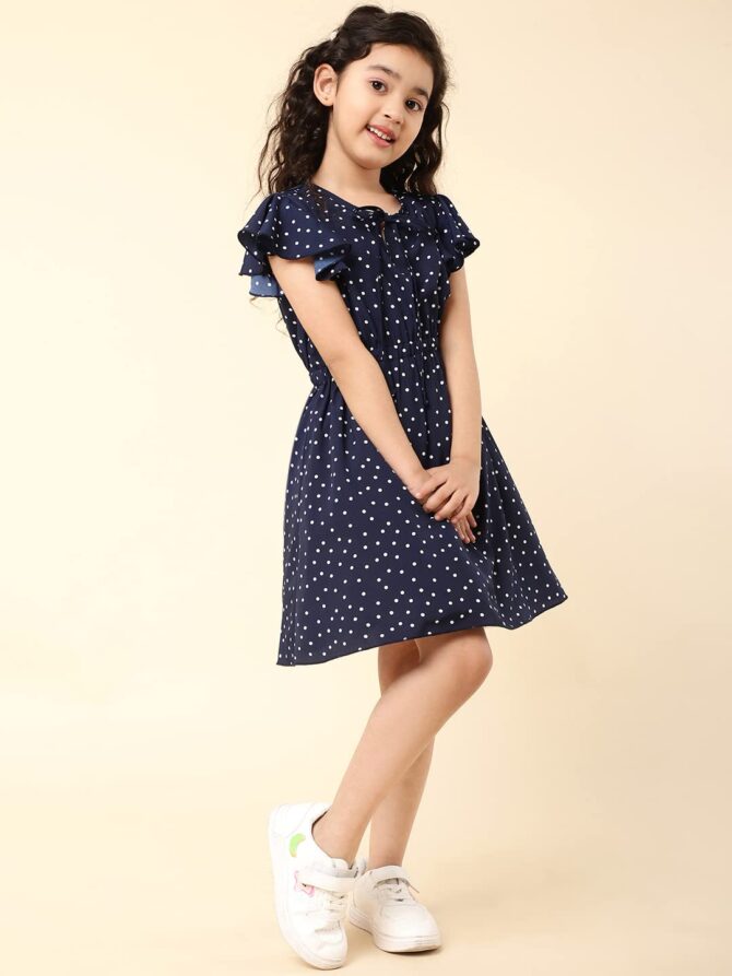 A.T.U.N. (ALL THINGS UBER NICE) Girl's Polyester Skater Knee-Long Fit & Flare Casual Dress (GDRS NAT NPD_Blue_2-3 Y) - Image 6