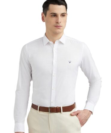 Allen Solly Men's Cotton Solid Slim Fit Shirt (ASSFQMOBZ43301_White 40)