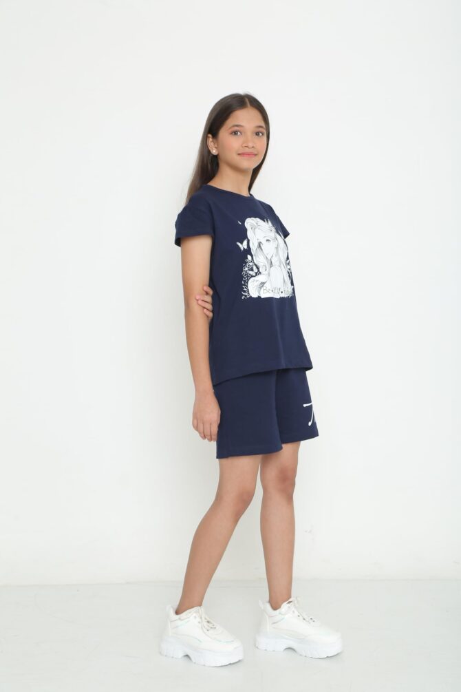 TotzTouch Cotton Girls Night Wear T Shirt & Shorts Set | Summer Cord set for Kids Girls | Night Dresses Tee Top & Shorts Set of 1 (Size Options - Age 3 Years to 15 Years) - Image 2