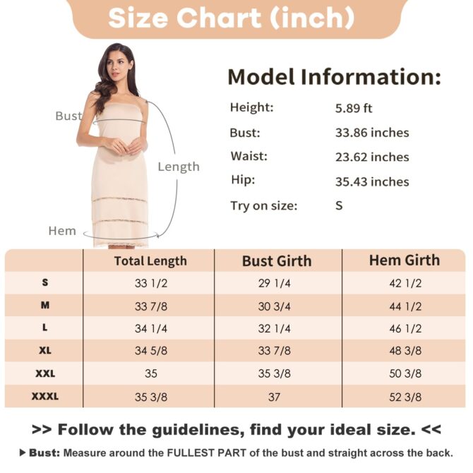 MANCYFIT Women's Tube Top Dress Slip Sleeveless Underdress Invisible Straps, Nude, Small - Image 3