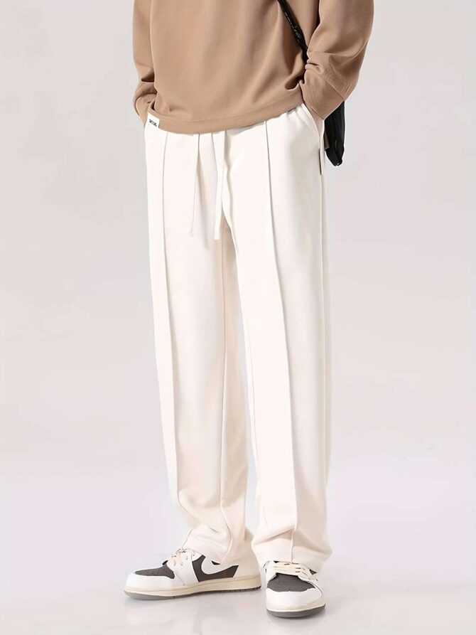 Fashion Booms Men's Cream Baggy Pants Loose Fit Lightweight with Summer.Men Cool Pants Stylish Comfortable Slim Fit Strechable Lower for Men Suitable for Gym, Travelling, Camping - Image 4
