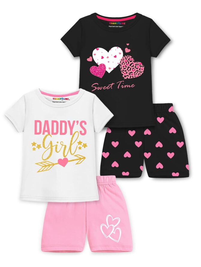 Trampoline Girls Printed T-shirt with Short set Pack of 2 (TRM-TSH-419_2)