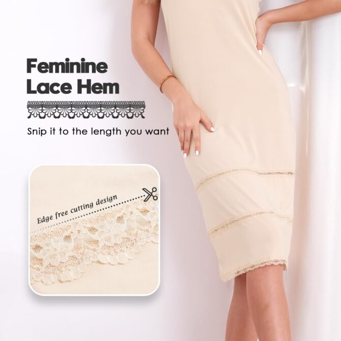 MANCYFIT Women's Tube Top Dress Slip Sleeveless Underdress Invisible Straps, Nude, Small - Image 6
