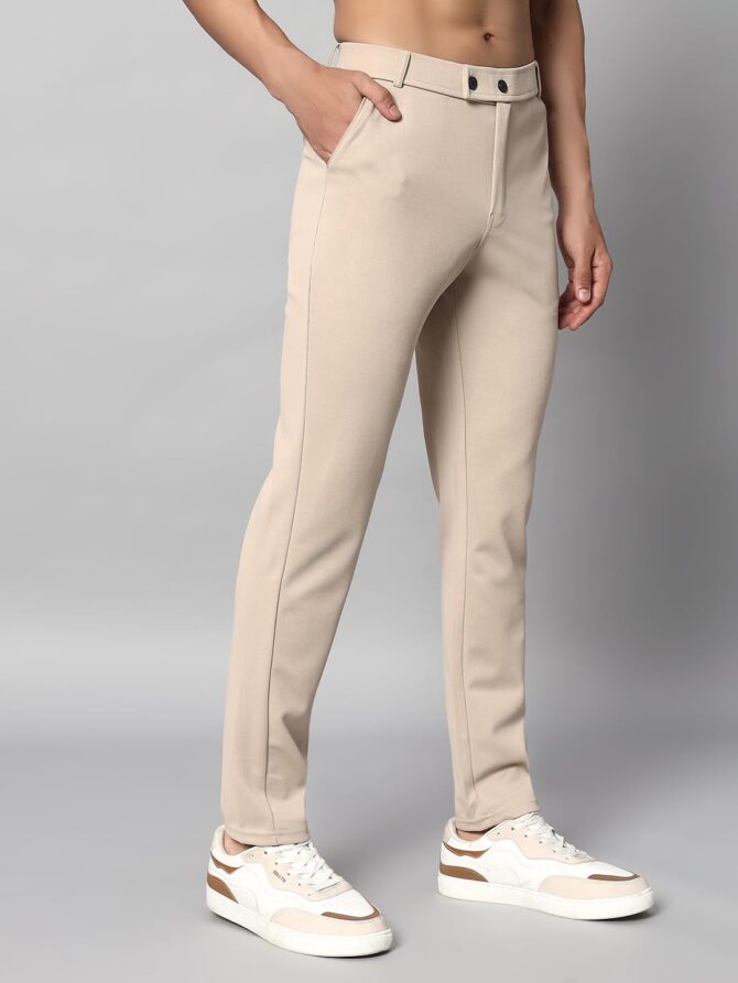 Vogaan Luxury Stretchable Casual Pants for Men | Stylish Slim Fit Men's Wear Trousers for Office | Mens Fashion | Modern Mens Trouser (Beige_32) - Image 8