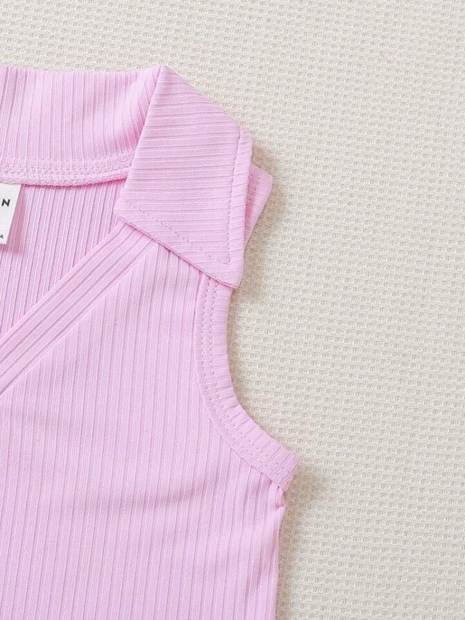 ER Fashion Cotton Silk Solid Collared Casual Knee Length Bodycon Dress for Girls Kids (Lavender, 2-3 Years) - Image 4