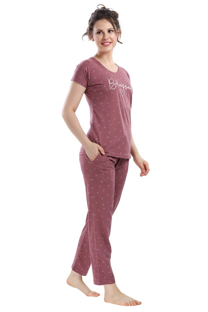 DZZO New Women's Cotton Printed Night Suit Pajama Set (Dz-Ns-2040_Red_S) - Image 2