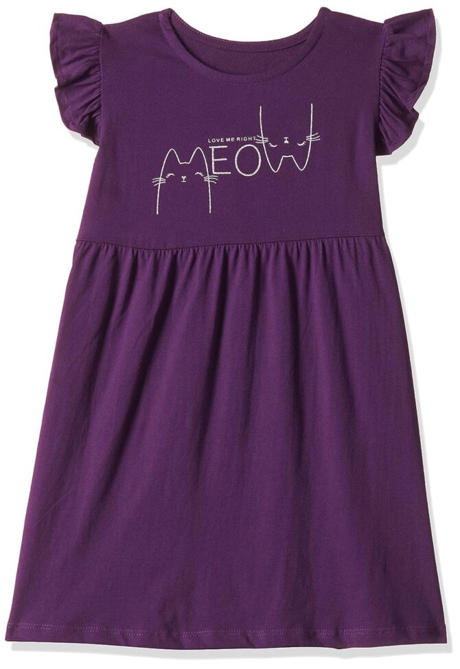 T2F Girl's Cotton A-Line Knee-Length Casual Dress (DRZ3P02_Navy+Fusia+Purple - Image 4