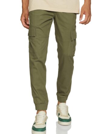 Amazon Brand - Symbol Men's Stretchable Cargo Jogger Pants | Chinos | Casual Mid Rise Trousers (Slim Fit) (Lt Olive_30)