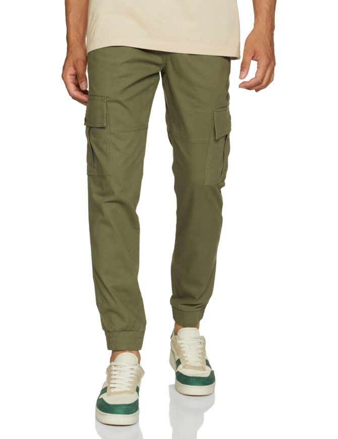 Amazon Brand - Symbol Men's Stretchable Cargo Jogger Pants | Chinos | Casual Mid Rise Trousers (Slim Fit) (Lt Olive_30)