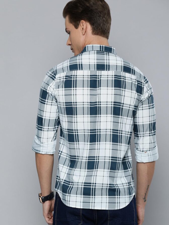 The Indian Garage Co Men's Checkered Slim Shirt (0121-SH69-05_White X-Large) - Image 4