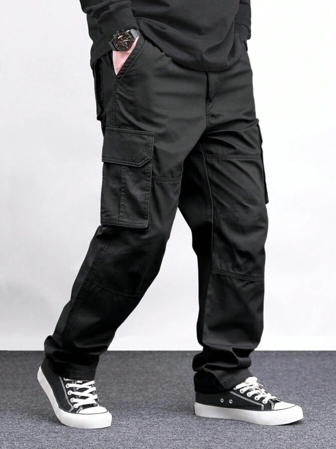 Lymio Reguler Fit Cotton Cargo Pants for Men (Cargo-47-Black-XL) - Image 2
