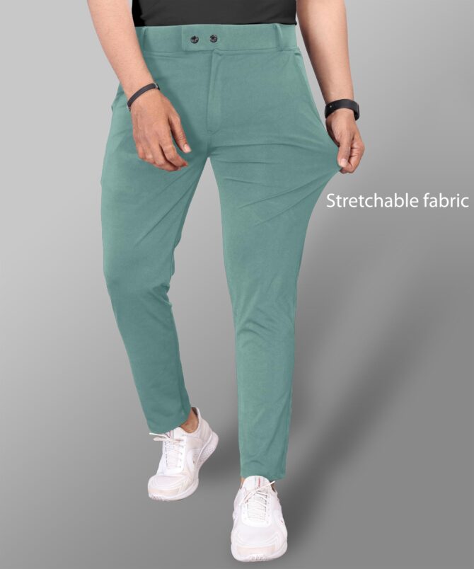 Mehrang Men's Stretchable Stretchable Formal Pant Trousers | Stylish Slim Fit Mid Rise Men's Wear Trousers For Office Or Party | Polycotton Knitted Fabric (In, Numeric, 32, English Green) - Image 3