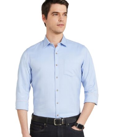 Symbol Premium Men's Cotton Smart Casual Shirt (Regular Fit | Solid Oxford | All Day Fresh) (SP-M-S24-CS-103_Light Blue_XL)