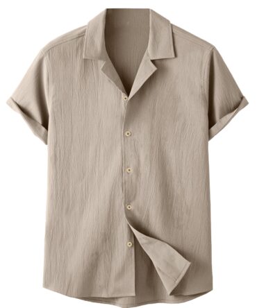 TAGDO Men's Regular Fit Casual Shirt (Popcorn-5171-Cream-M)