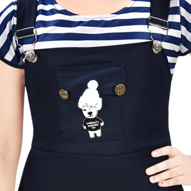 NAIVETY my fashion is mine Cotton Blend Casual Short Sleeve Mini Fit and Flare Dress for Girls Kids (Navy-Blue 5-6 Years) - Image 4