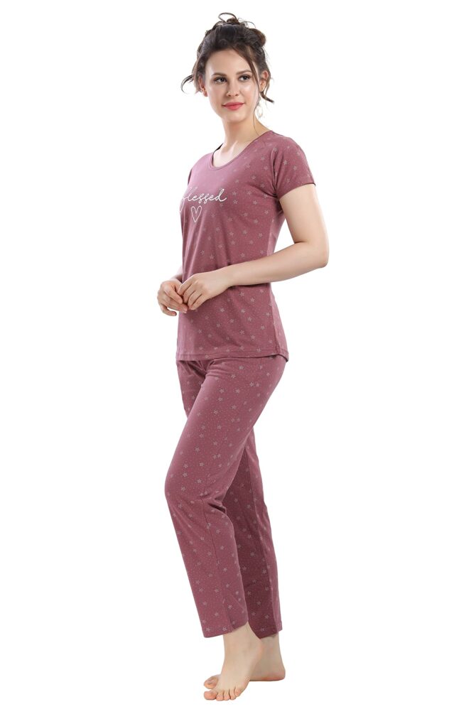 DZZO New Women's Cotton Printed Night Suit Pajama Set (Dz-Ns-2040_Red_S) - Image 4