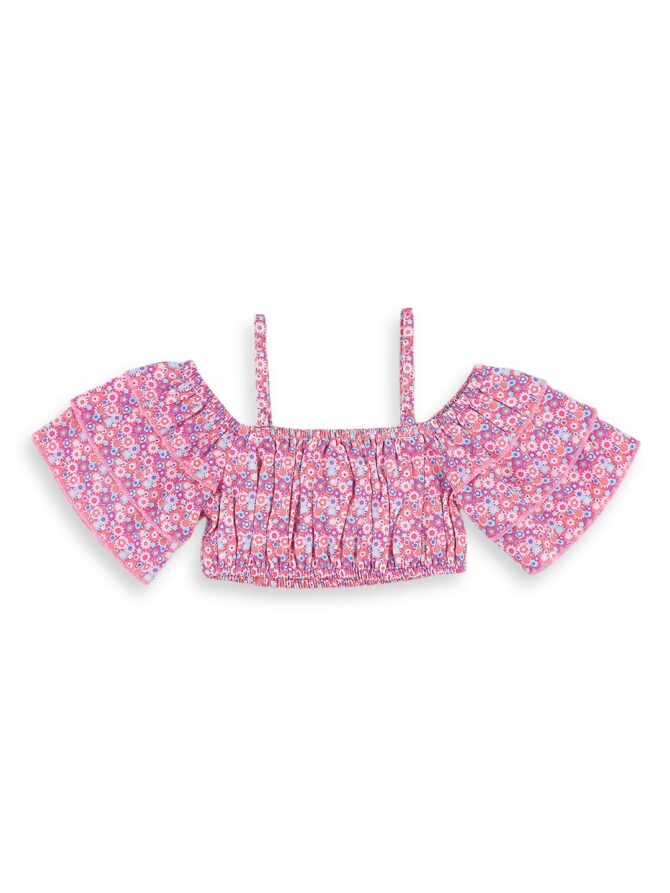 nauti nati Girls Printed Polyester Dress Set| Sleeveless Dress | Top And Shorts Set, 12-18 Months, Pink - Image 7