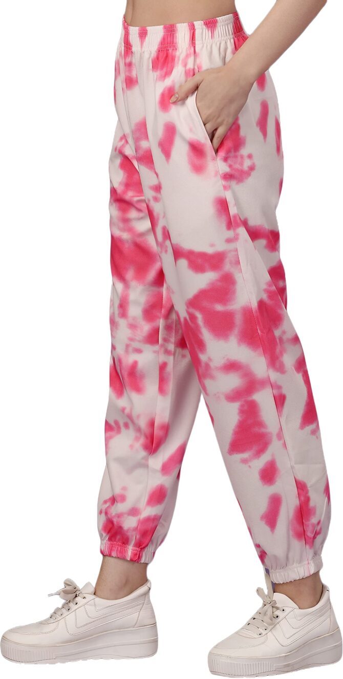 ELLITI Women's Night Suit Set for Women, Lounge Wear, Printed Top and Pyjama Set for Women Nightwear/Loungewear/Night Dress for Women Knitted Tie & Dye Printed Crop T-Shirt -Pyjama Pink - Image 3