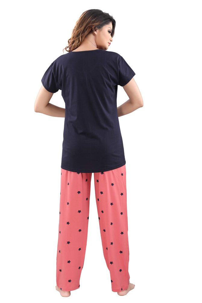 DZZO New Cotton Night Suit for Women Girls | Women's Cotton Printed Night Suit Set Pyjama Set Sleepwear Nightwear Nightdress Loungewear (XXX-Large) Navy Blue - Image 5