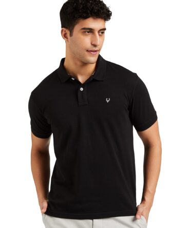 Allen Solly Men's Plain Regular Fit Cotton Polo (AMKP317G04249_Jet Black_X-Large)
