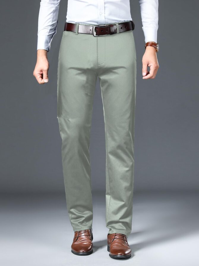 AVANOVA Men's Solid Light Pista Trousers Light Business Style Slightly Stretch Straight Leg Pants for Outdoor Casual Daily Trouser II Men's Regular Casual Pants Trouser (Trouser 126 Light Pista-34) - Image 6
