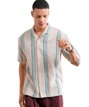 The Indian Garage Co Men's Relaxed Fit Shirt (0923-SHMKRS-08-01_Off White