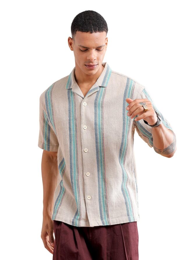 The Indian Garage Co Men's Relaxed Fit Shirt (0923-SHMKRS-08-01_Off White