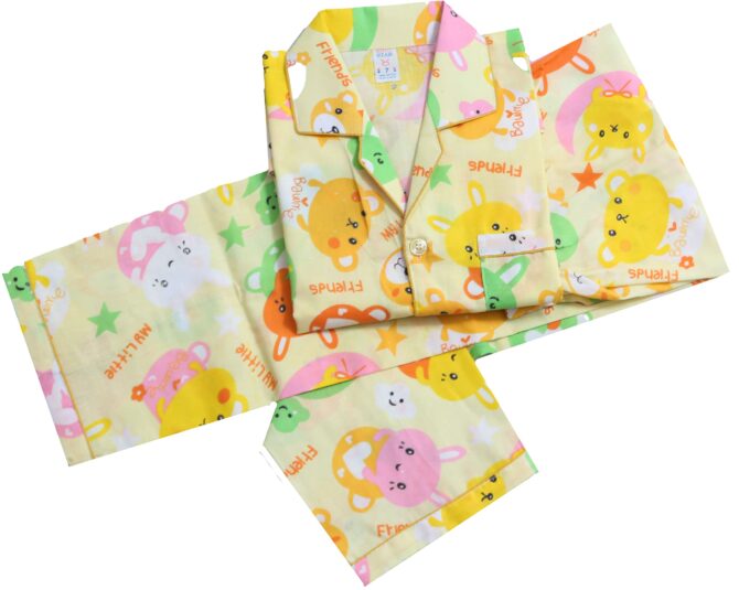 Boy's & Girl's Cotton Printed Night Suit Pack of 1 (Indo western sports fit_Yellow_4-5 Years) - Image 2