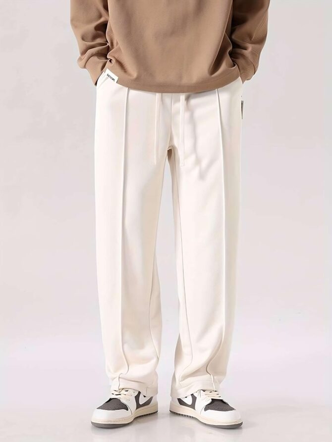 Fashion Booms Men's Cream Baggy Pants Loose Fit Lightweight with Summer.Men Cool Pants Stylish Comfortable Slim Fit Strechable Lower for Men Suitable for Gym, Travelling, Camping - Image 3