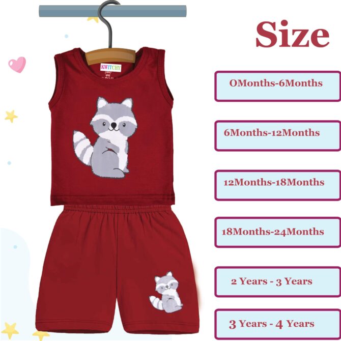 Kwitchy Boy's T-Shirt & Shorts Set New Born Baby Clothes | Kids Clothing | Dress | Sleeveless T Shirts | Shorts | Cotton | Casual | Kids Wear | Summer | Birthday Gifts (3-4 Years) (Maroon) - Image 4