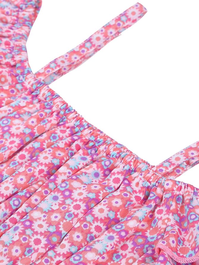 nauti nati Girls Printed Polyester Dress Set| Sleeveless Dress | Top And Shorts Set, 12-18 Months, Pink - Image 3