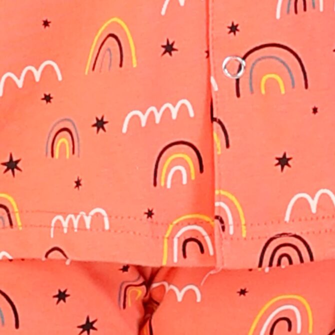 BRIGATTES Pyjama Set for Girls/Night Suit for Girls/Nightwear/Sleepwear/Loungewear for Girls(Pack of 1) Orange - Image 2
