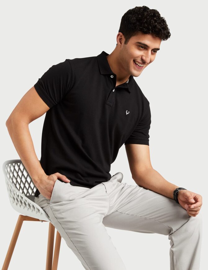 Allen Solly Men's Plain Regular Fit Cotton Polo (AMKP317G04249_Jet Black_X-Large) - Image 6