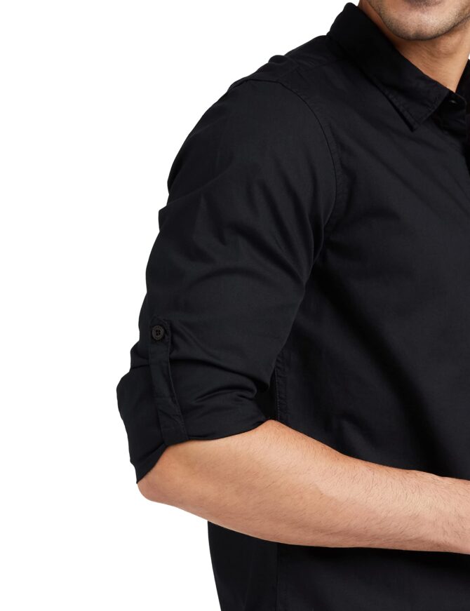 Amazon Brand - Symbol Men's Solid Regular Fit Full Sleeve Cotton Casual Shirt (AW-SY-MCS-1131_Black_Large) - Image 4