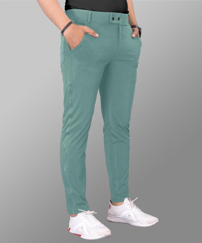 Mehrang Men's Stretchable Stretchable Formal Pant Trousers | Stylish Slim Fit Mid Rise Men's Wear Trousers For Office Or Party | Polycotton Knitted Fabric (In, Numeric, 32, English Green) - Image 6