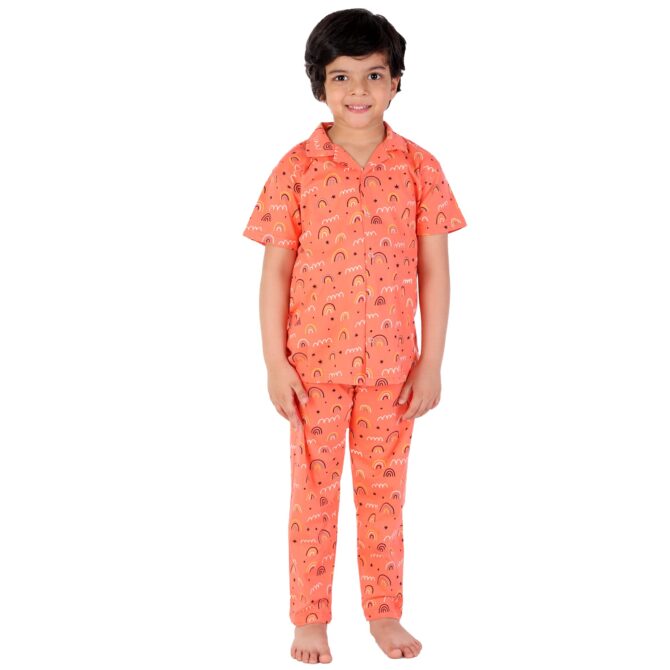 BRIGATTES Pyjama Set for Girls/Night Suit for Girls/Nightwear/Sleepwear/Loungewear for Girls(Pack of 1) Orange