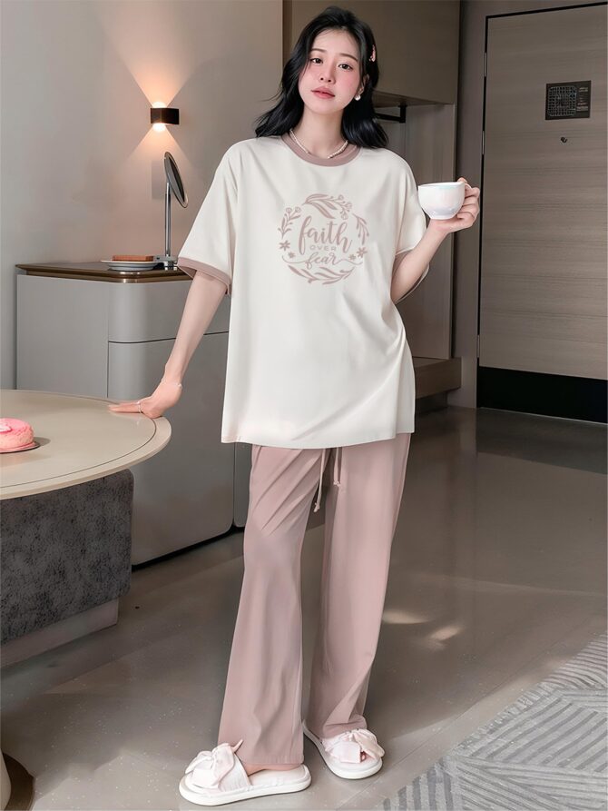 BLACKSTEP Women's Cotton Blend T-Shirt & Pyjama Ethnic Co Ord Set, Printed Night Suit, Western Dress, Sleepwear with Relaxed Fit and Stylish Design (XX-Large, Pink) - Image 3